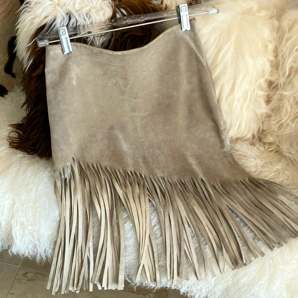 SUEDE FRINGE SKIRT      NWOT